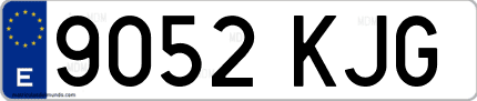 Ejemplo de matrícula de coche ordinaria 9052 KJG