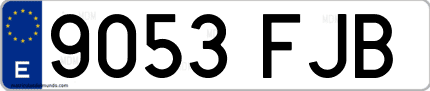 Ejemplo de matrícula de coche ordinaria 9053 FJB
