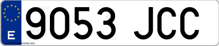 Ejemplo de matrícula de coche ordinaria 9053 JCC