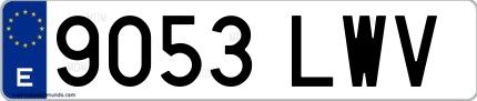 Ejemplo de matrícula española 9053 LWV