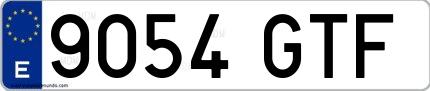 Ejemplo de matrícula española 9054 GTF
