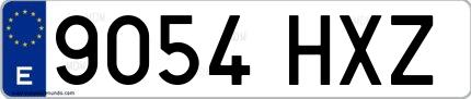 Ejemplo de matrícula española 9054 HXZ