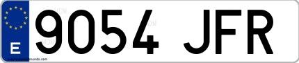 Ejemplo de matrícula española 9054 JFR