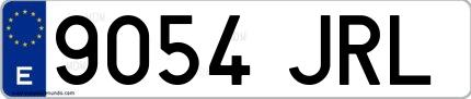 Ejemplo de matrícula española 9054 JRL