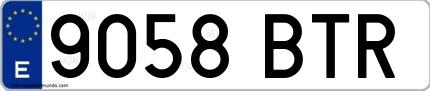 Ejemplo de matrícula española 9058 BTR