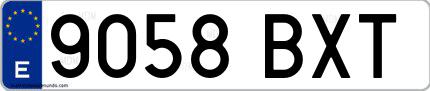 Ejemplo de matrícula española 9058 BXT