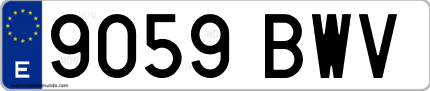 Ejemplo de matrícula de coche ordinaria 9059 BWV