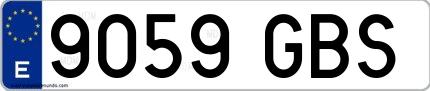 Ejemplo de matrícula española 9059 GBS