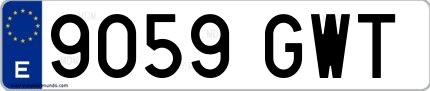Ejemplo de matrícula española 9059 GWT