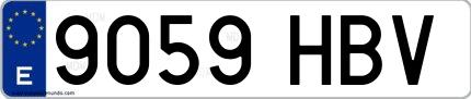 Ejemplo de matrícula española 9059 HBV