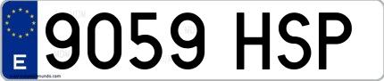 Ejemplo de matrícula española 9059 HSP