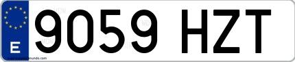 Ejemplo de matrícula española 9059 HZT