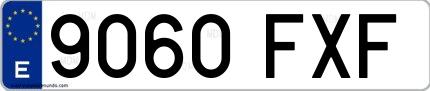 Ejemplo de matrícula española 9060 FXF