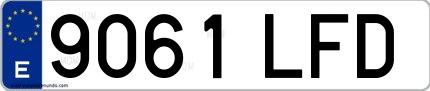 Ejemplo de matrícula española 9061 LFD
