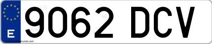Ejemplo de matrícula española 9062 DCV