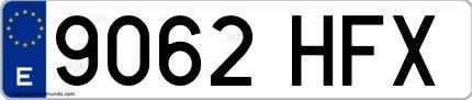 Ejemplo de matrícula española 9062 HFX