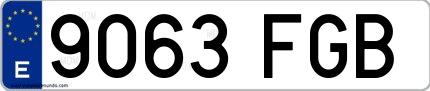Ejemplo de matrícula española 9063 FGB