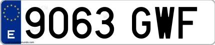 Ejemplo de matrícula española 9063 GWF