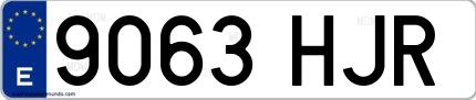 Ejemplo de matrícula española 9063 HJR