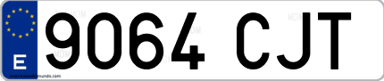 Ejemplo de matrícula de coche ordinaria 9064 CJT