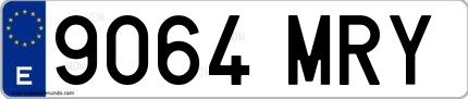 Ejemplo de matrícula española 9064 MRY
