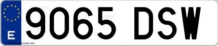 Ejemplo de matrícula española 9065 DSW