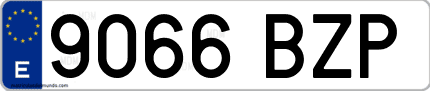 Ejemplo de matrícula de coche ordinaria 9066 BZP