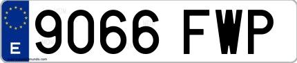 Ejemplo de matrícula española 9066 FWP