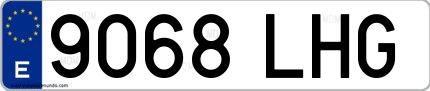 Ejemplo de matrícula española 9068 LHG