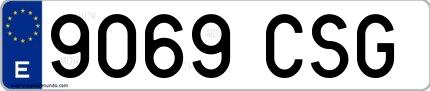 Ejemplo de matrícula española 9069 CSG