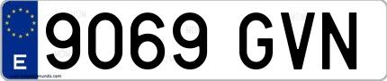 Ejemplo de matrícula española 9069 GVN