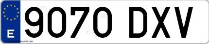 Ejemplo de matrícula española 9070 DXV
