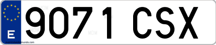 Ejemplo de matrícula de coche ordinaria 9071 CSX