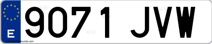 Ejemplo de matrícula de coche ordinaria 9071 JVW