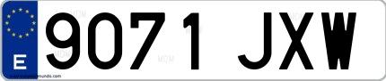 Ejemplo de matrícula española 9071 JXW