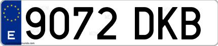 Ejemplo de matrícula de coche ordinaria 9072 DKB