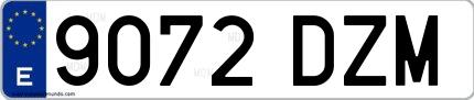 Ejemplo de matrícula española 9072 DZM
