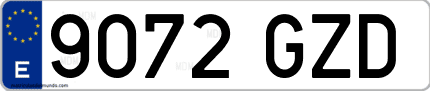 Ejemplo de matrícula de coche ordinaria 9072 GZD