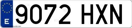 Ejemplo de matrícula española 9072 HXN