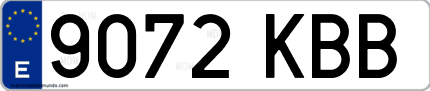 Ejemplo de matrícula de coche ordinaria 9072 KBB