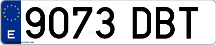 Ejemplo de matrícula de coche ordinaria 9073 DBT
