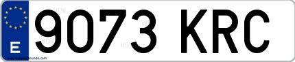Ejemplo de matrícula española 9073 KRC