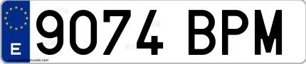 Ejemplo de matrícula española 9074 BPM