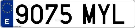 Ejemplo de matrícula española 9075 MYL
