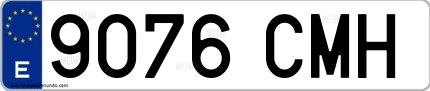Ejemplo de matrícula española 9076 CMH