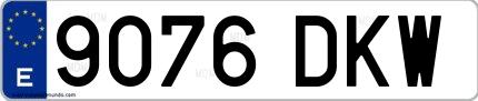 Ejemplo de matrícula española 9076 DKW