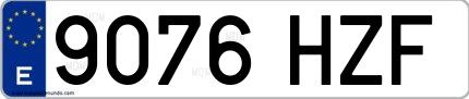 Ejemplo de matrícula española 9076 HZF