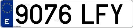 Ejemplo de matrícula española 9076 LFY