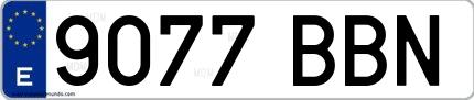 Ejemplo de matrícula española 9077 BBN