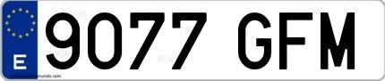 Ejemplo de matrícula española 9077 GFM